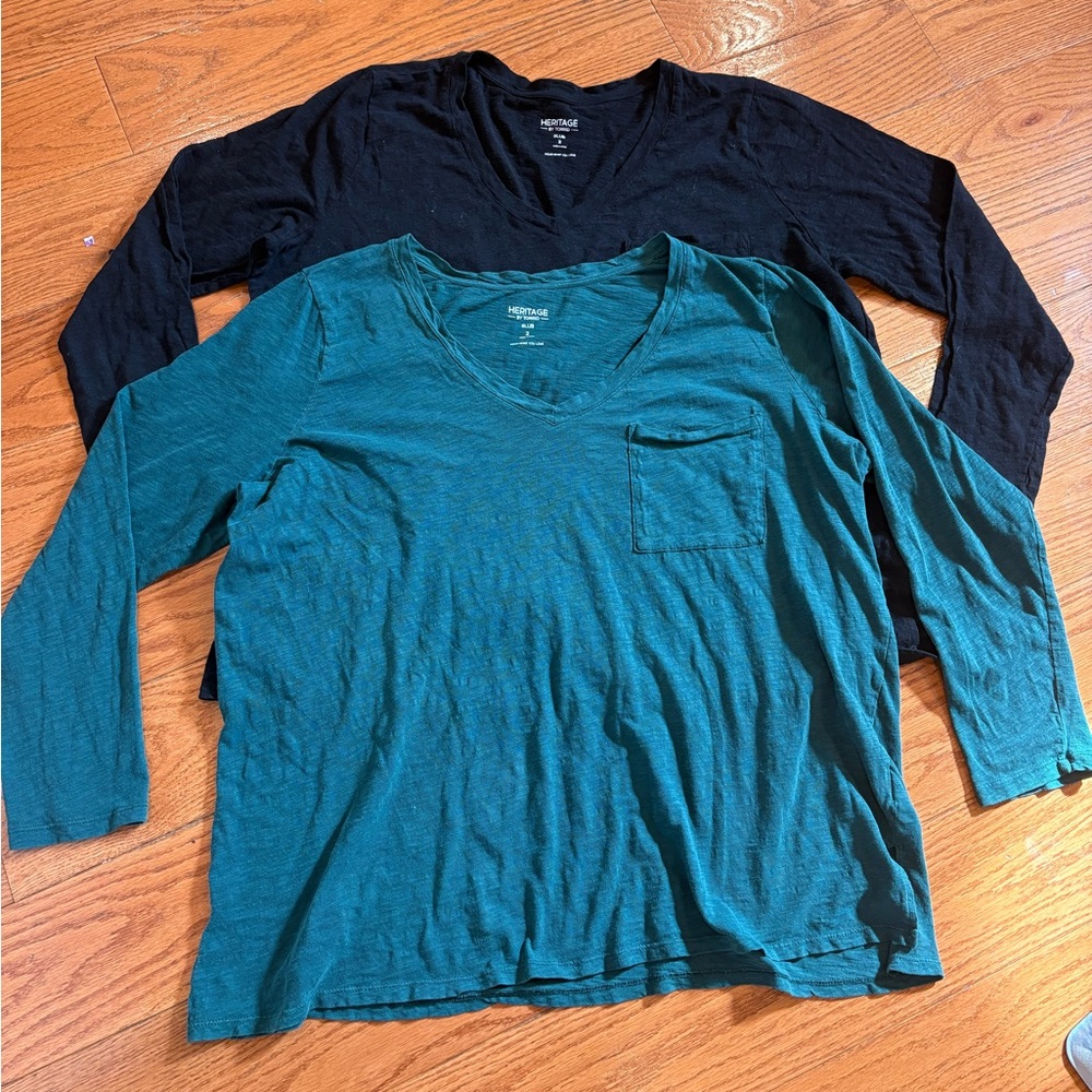 Heritage by Torrid Slub Knit Tops Bundle – Size 2 (Emerald Green & Black)